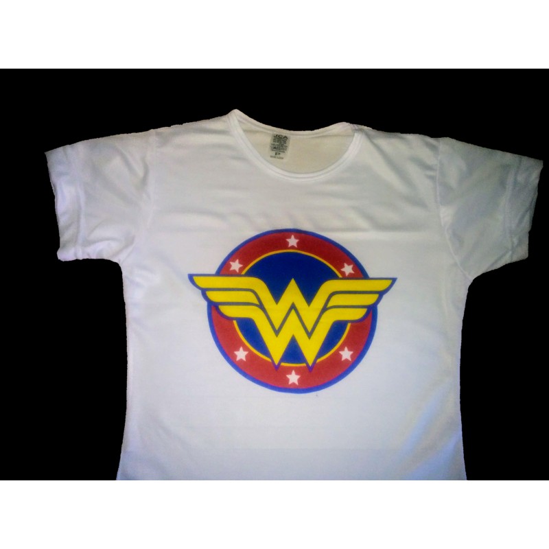 Camiseta baby look microfibra personalizada mulher maravilha