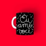 Caneca Personalizada Tema Namorados Eu Amo Você Love Preta - Imagem 2