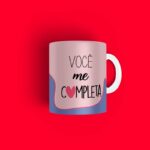 Caneca Personalizada Tema Namorados Você Me Completa Biscoito