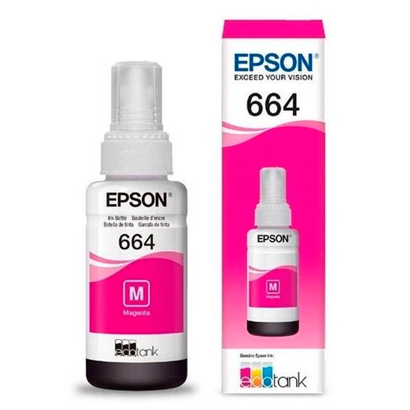 14598587738_tinta-epson-T664320-70ml-MAGENTA.jpg Refil De Tinta Epson T664320 70 ml Original Magenta - Imagem 1