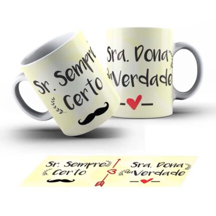 Caneca Personalizada Tema Namorados S.R. Sempre Certo E S.R. Dona Da Verdade