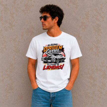 Camiseta Carros Antigos Alguns Dirigem Carros Eu Cuido de Lendas | Camisa Masculina Car Colecionador