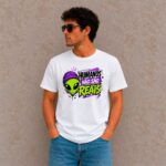 Camiseta Humanos Não São Reais Alien Pop Art | Camisa Masculina Geek Streetwear 100% Algodão Fio 30.1