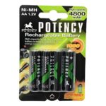 Pilha Recarregável AA 4800mAh Potency NI-MH 1.2V Alta Durabilidade